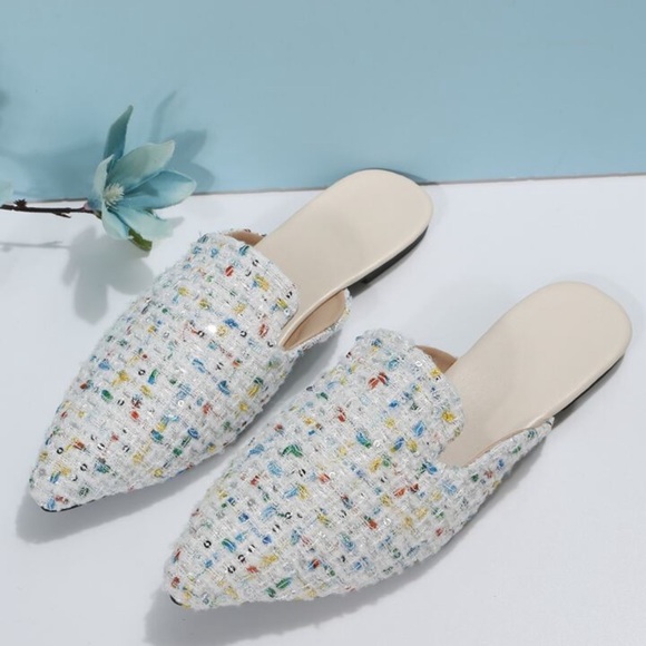 Women Color Block Point Toe Flat Mules, Fashion Outdoor Flats - Picture 8 of 8